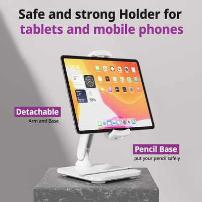 Easy Mount - Detachable Tablet & Cell Phone Holder (Short Arm / Pencil Base)