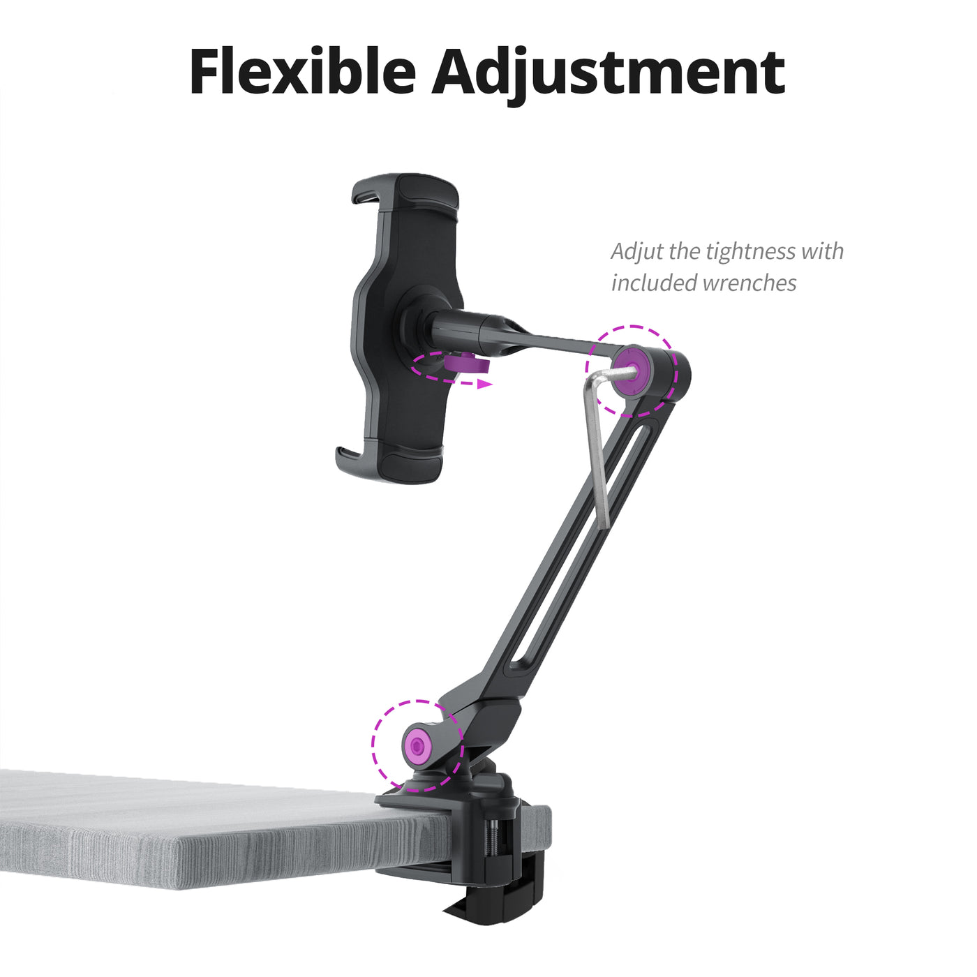 Smart Mount - Tablet & Cell Phone Holder (Long Arm/Clamp Base)