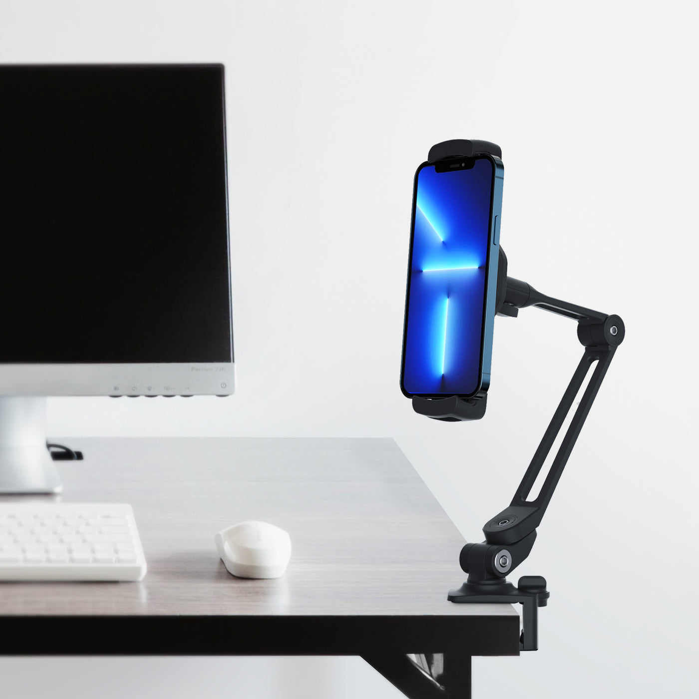 iRing Smart Mount - Tablet Mount & Cell Phone Holder Stand (Long Arm/Clamp Base)