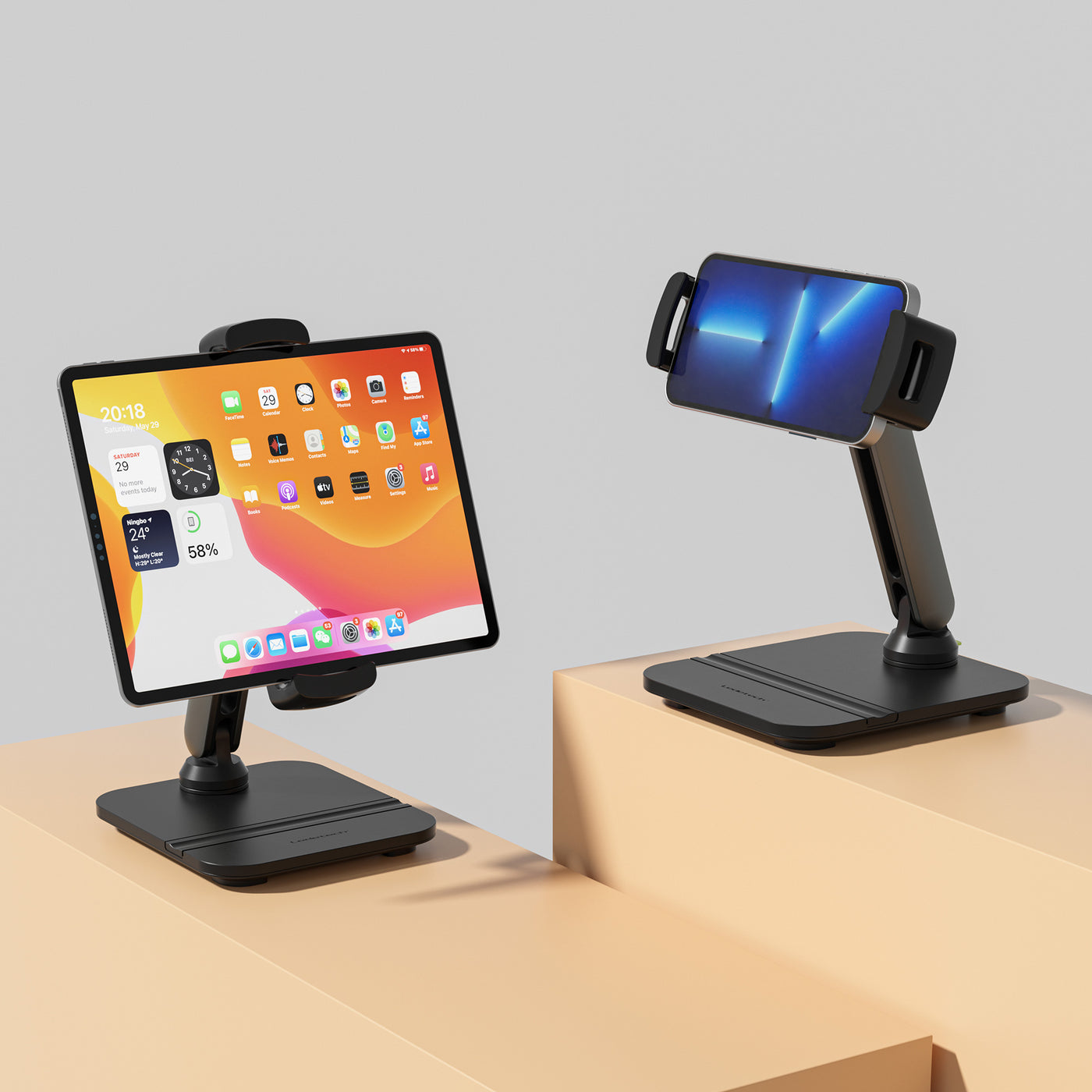 Easy Mount - Detachable Tablet & Cell Phone Holder (Short Arm / Pencil Base + Wall Base)