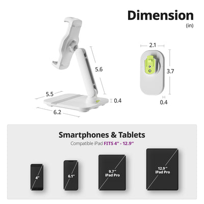 Easy Mount - Detachable Tablet & Cell Phone Holder (Short Arm / Pencil Base + Wall Base)